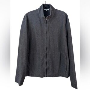 James Perse Men's Zip Up Heathered Knit Jacket in Heather Charcoal Size 4 XL